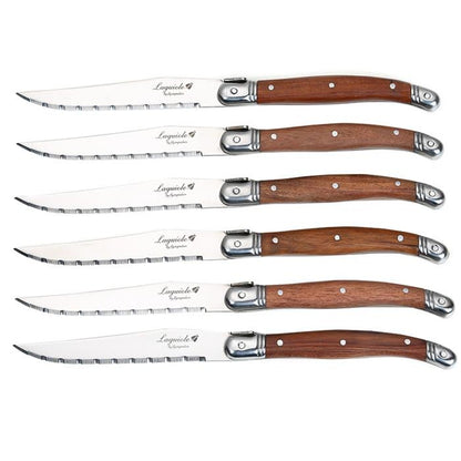 6-7pcs 9inch Stainless steel Laguiole Steak Knives Wooden Table Dinner Knifes Wood handle Japanese Cutlery  Korean Dinnerware