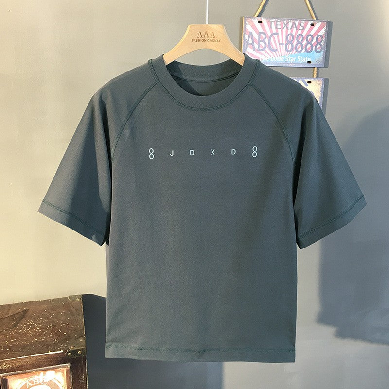 trendy t-shirt for men loose and fashionable versatile round neck 2025 new summer casual printed short sleeve top