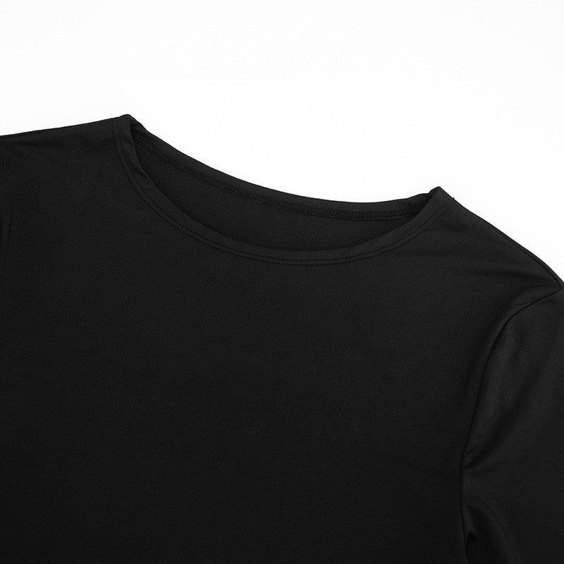 Women Flared-Sleeve Bodycon Pleated Dresses Fashion O-Neck Solid High-Waisted Slim Party Dress Evening Female Mini Dress 2025