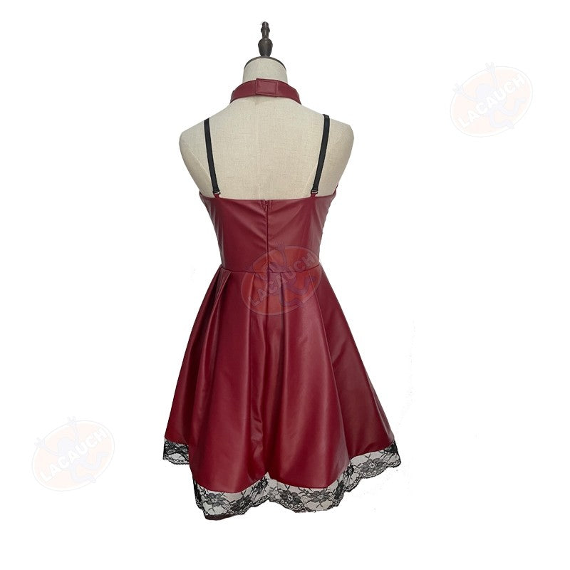 Death Note Cosplay Costume Misa Amane Imitation Leather Sexy Dress +Neck jewelry+stockings+necklace Uniform Outfit Halloween Wig
