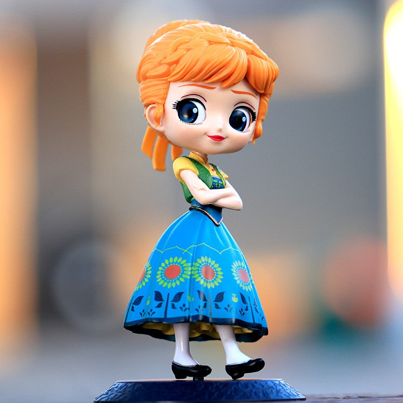 14-16cm Princesa Q Posket Branca de Neve Sereia Cinderela Bela Mulan Jasmine Sininho Aurora PVC Boneco de Ação Brinquedo Presentes para Crianças