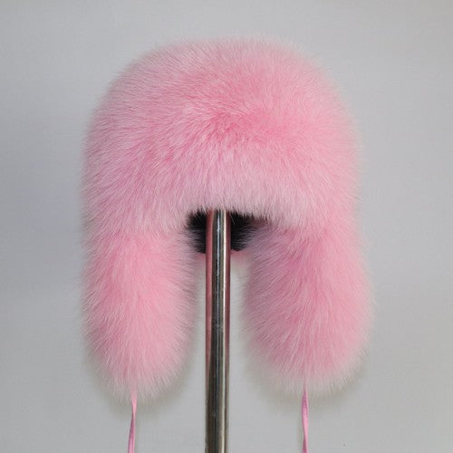 2025 Novo Chapéu Feminino Ushanka Russo de Pele de Raposa Natural Inverno Grosso Quente Orelhas Moda Chapéu Bomber Senhora Gorro Genuíno de Pele de Raposa Real