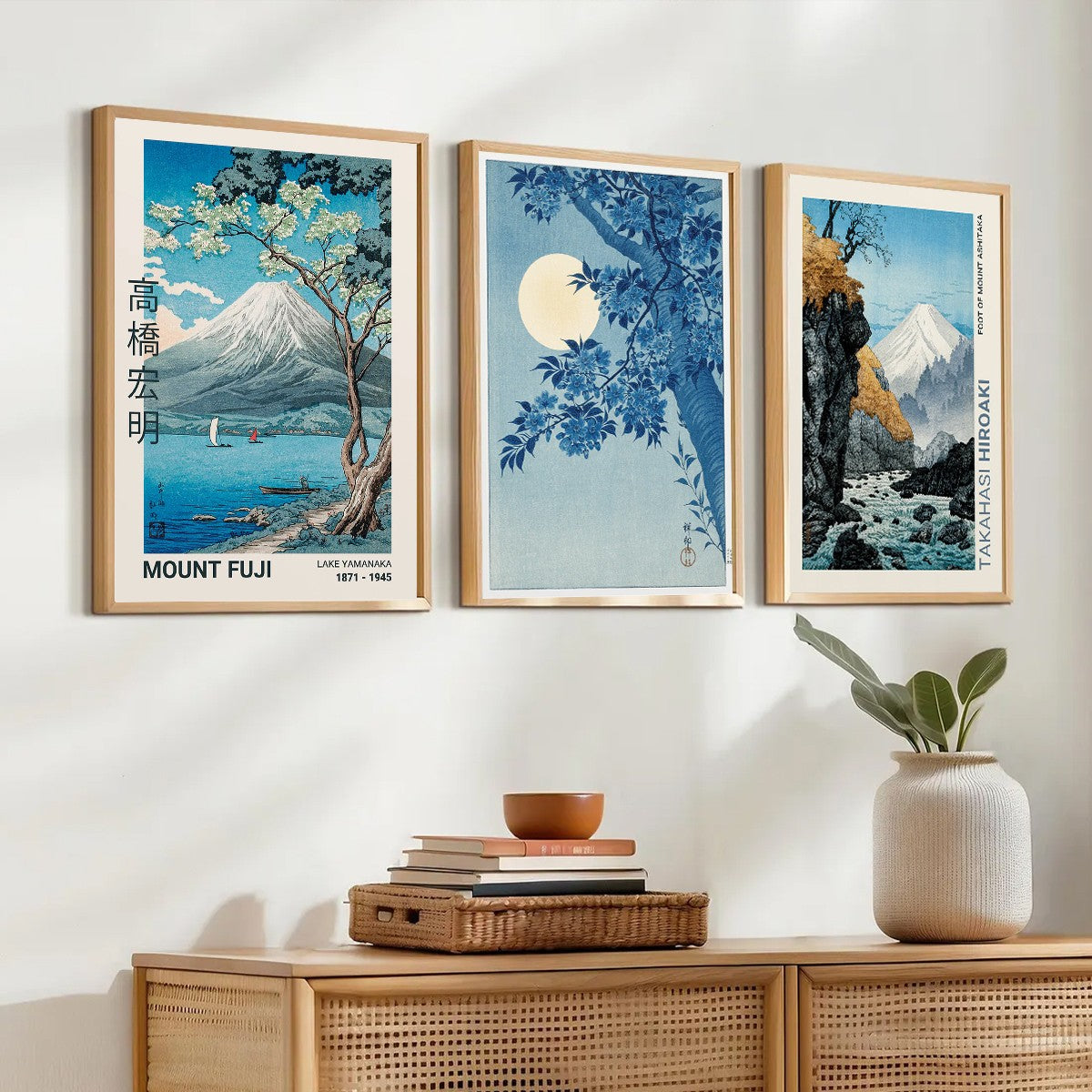 Japan Takahashi Yuming Yamanaka Lake Mount Fuji Canvas Print Cherry Blossoms Wall Art Posters for Modern Living Rooms Home Decor
