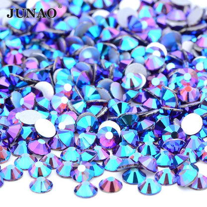 JUNAO Wholesale SS6 SS10 SS12 SS16 SS20 SS30 Flatback Glass Rhinestones Clear Cr