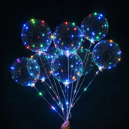 10pcs LED Bobo Balloon (without battery) for wedding proposal decoration, birthday party, outdoor courtyard lighting decoration