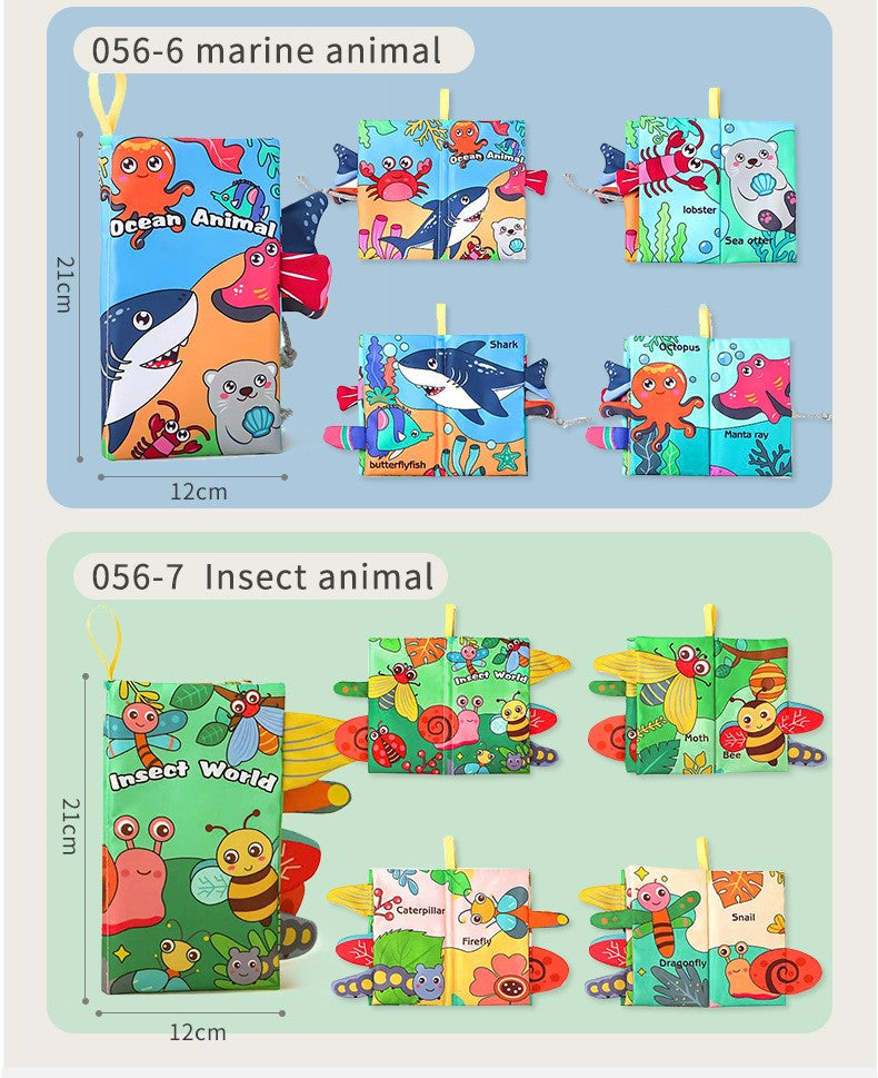 8 Page Tail Cloth Book Touch And Feel Infant Soft Books Cartoon Animals Development Interactive Early Education Toys For Baby