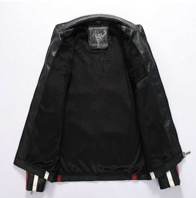 Vintage Motorcycle Jacket Men Fashion New Biker Leather Jacket Male Embroidery Bomber Coat Winter Fleece Pu Overcoat