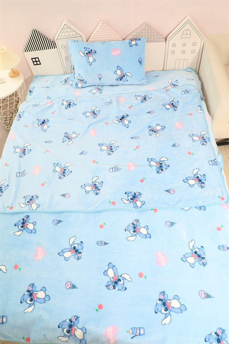 Manta Fofa do Stitch, Manta Quente de Flanela, Fronha com Estampa Estilo Japonês, Colcha para Quarto, Sofá, Cama de Menina