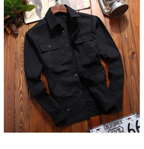 Spring Thin Shirt 2024 New Middle-aged Men's Retro Solid Color Hiking Fishing Top Simple Fashion Men's Long Sleeve Cargo Coat