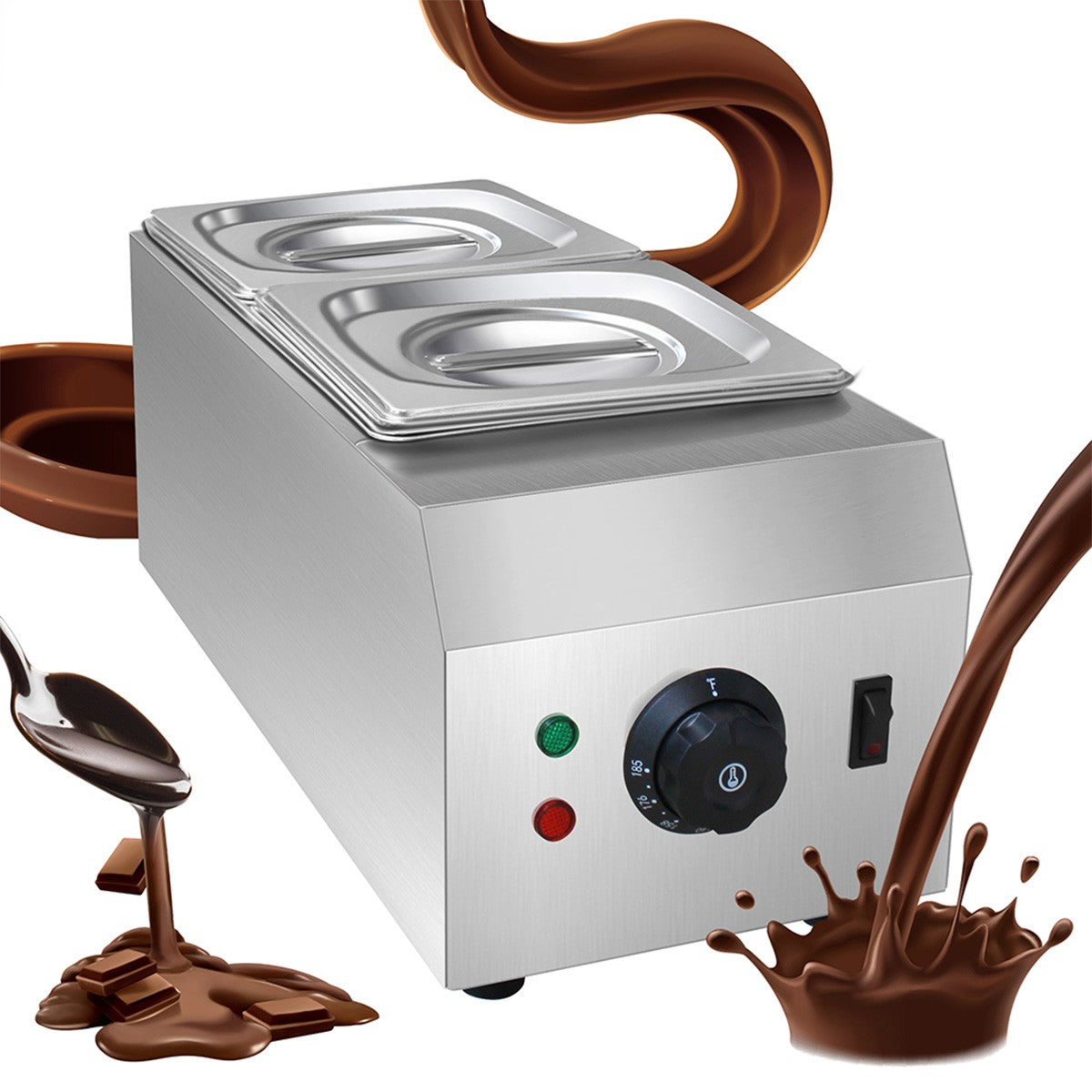 Máquina de Derreter Chocolate Elétrica de Cilindro Duplo Comercial, Máquina de Aquecer Chocolate ao Leite, Eletrodoméstico para Cozinha