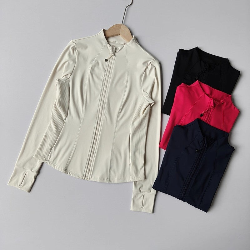 Women's Stand-up Collar Long Sleeve Zipper Jacket for Running Cycling Outdoor Pilates Yoga Fitness Slim Fit Autumn/Winter