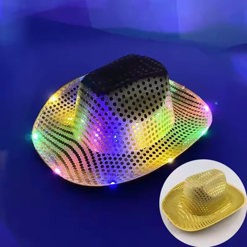 Chapéu de caubói/caubói com LED pisca-pisca, chapéu que brilha, festa de carnaval, homens, mulheres, despedida de solteira, suprimentos de casamento