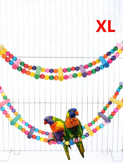 Escada e Balanço Coloridos de Madeira para Pássaros - Habitat Perfeito para Papagaios Pequenos