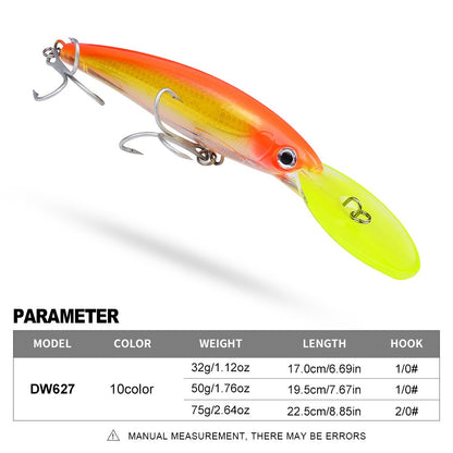 Isca Artificial Flutuante Minnow 32g 50g 75g Isca de Pesca Longa Arremesso Água Salgada Robalo Iscas Duras Minnow para Pesca de Robalo