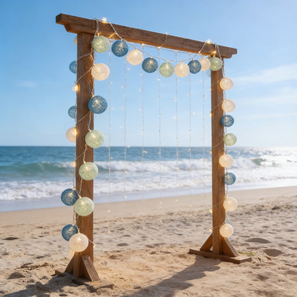 10/20LED Cotton Balls String Lights Battery Powered Fairy Garland Lighting Strings Holiday Wedding Party Decoration Birthday