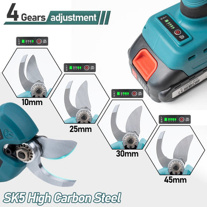 Tesoura de Poda Elétrica Sem Escova 45mm Árvore Frutífera Bonsai 4 Engrenagens Tesoura de Poda Sem Fio Ferramentas Elétricas para Bateria Makita 18V Pino