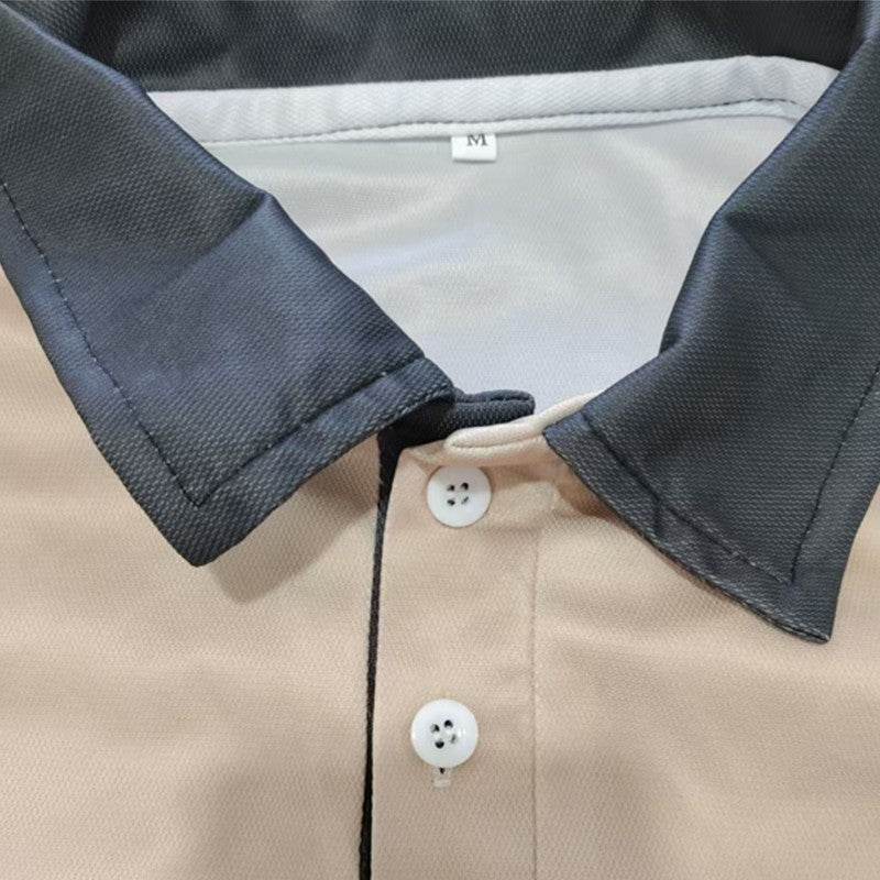 Horse Logo Pattern Print Men Clothes Spring Autumn Long Sleeve Polo Shirt Men Business Casual Turn-down Collar Tops Stripe Polo