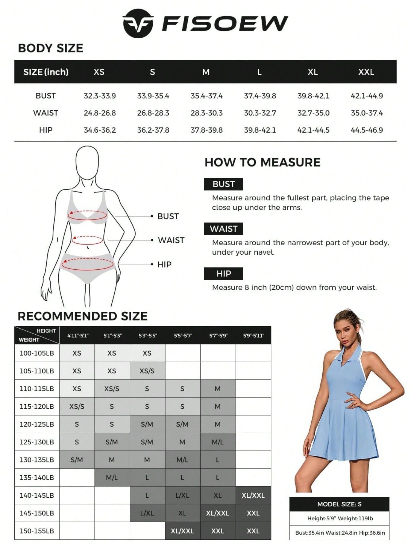 Fisoow Women's Tennis Skirt with Built in Shorts and Bra, Summer Backless Hanging Neck V-neck Yoga Golf Exercise Mini Dress