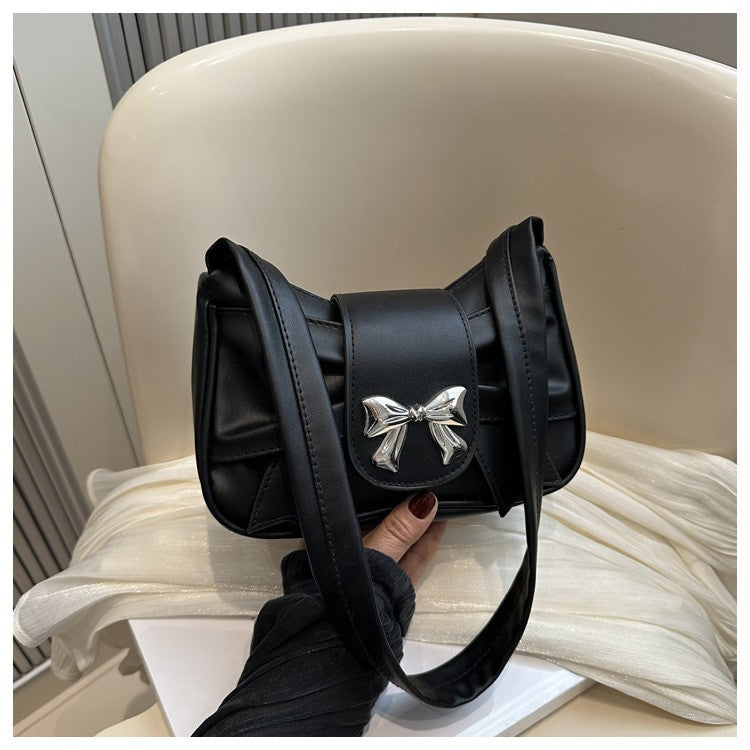Trendy Bow Shoulder Bag Handbag Casual Underarm Bag Daily Commuting Bags PU Leather Lady Banquet Bag Business Women's Bags