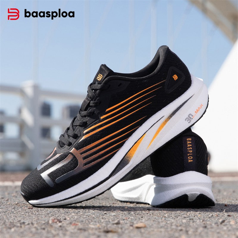 Baasploa Men Jogging Sports Shoes Carbon Plate Professional Cushioning Sneakers Male Outdoor Breathable Non Slip Running Shoes