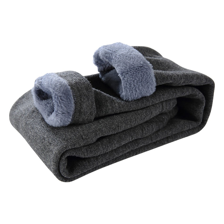 Girls Fleece-Lined Winter Thermal Pants Children Thickened Warm Soft Black White Gray Pink Outdoor Leggings for Kids Clothing