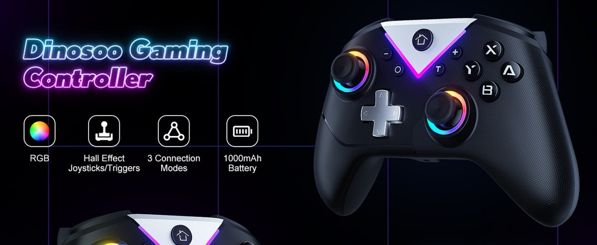 Controller For Switch Lite/OLED/PC Game Joystick Wireless BT Gamepad W/RGB Hall Effect Turbo Macro 6-Axis Gyro Vibration Motors