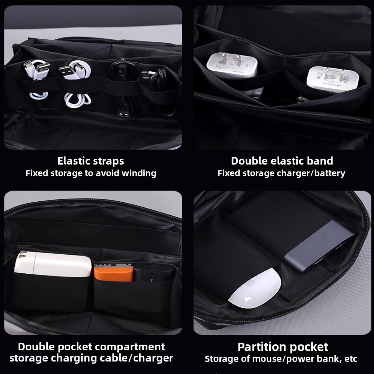 Portable Data Cable Storage Bag Mouse Headphones Power Bank Digital Accessories Organizer Bag Business Travel Numerical Code Bag