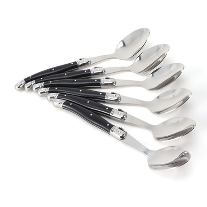Jaswehome 24 peças Talheres Laguiole com Cabo Preto Conjunto de Facas de Bife Elegante Kit de Talheres Profissional