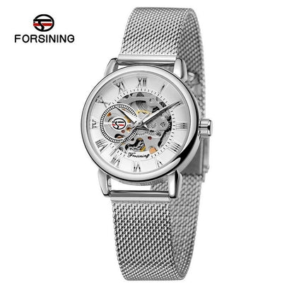 Forsining 099L Girl Bracelet Mechanical Watch With Manual Hand Wind Mechanical Wristwatch Mesh strap Female Watch Reloj Mujer