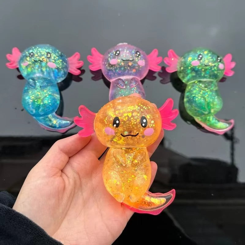 Glitter Salamander Maltose Fidgets Toys Squishy Malt Sugar Stretchy Axolotl Fun Squeeze Birthday Supplies Anti-Anxiety Gifts