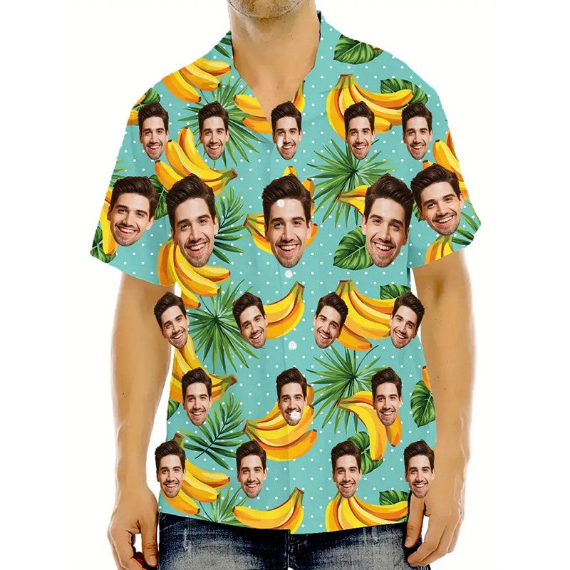 Hip Hop Beer Party Personality Custom Photo Shirt Unisex Leisure Funny Banana Pepper Pattern Hawaiian Shirts Humour Gift Shirt