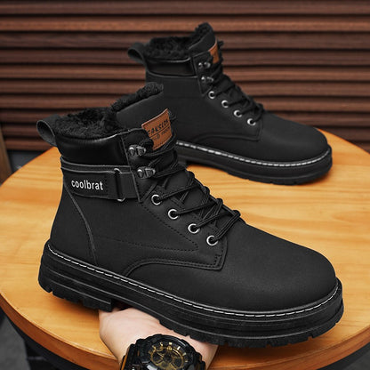 Botas masculinas de sarja cano alto, tênis esportivo casual, botas masculinas modernas e estilosas
