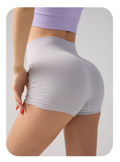 Women High Waist Fitness Shorts Gym Hip Lifting Yoga Sports Tight Running Shorts Exercise Three Folded Yoga Shorts