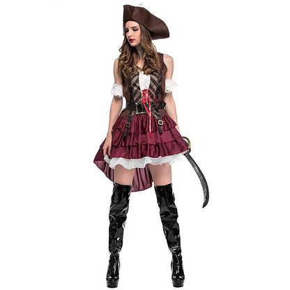 Adult Female Halloween Pirate Costume Captain Jack's Role-playing Costume Theatrical Stage Pirate Performance