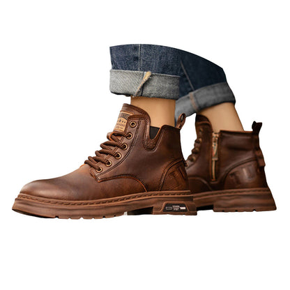 Boot Men'S Velvet Warm And Wear Thick Soled Classic And Fashionable Lace Up Ankle Boots Boots Men Wide Width Zapatos De Hombre