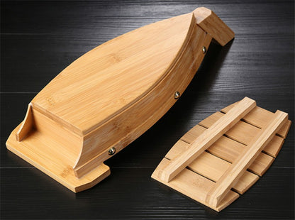 Barco de madeira artesanal japonês para culinária, sushi, ferramentas, navio simples, sashimi, pratos frios variados, talheres, conjunto de sushi