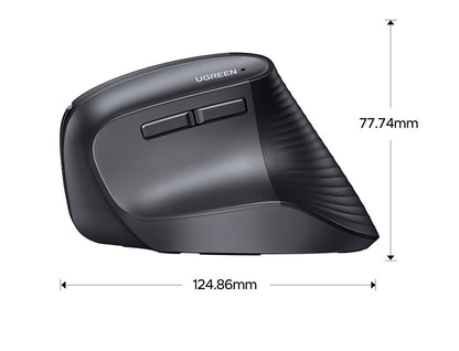 Mouse Sem Fio Vertical UGREEN 2.4G Ergonômico 4000DPI 6 Botões Silenciosos para MacBook, Tablet, Notebooks, Computador, PC, Mouse Preto e Rosa