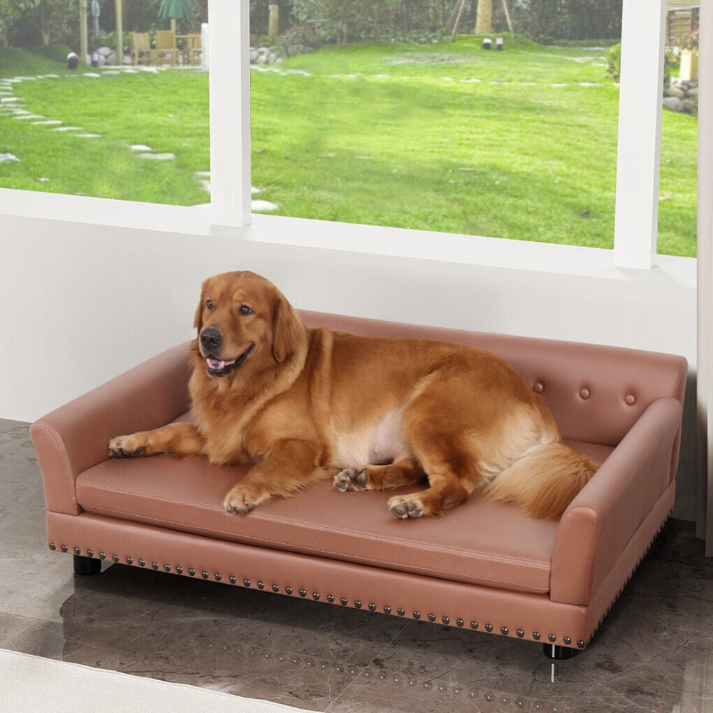 Sofá/Cama Luxuoso L-XL Elevado para Cães Grandes com Capa de Almofada Removível Móveis para Pets