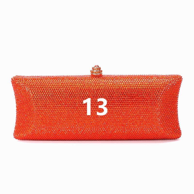 Women Brown/Black/Orange/Red/Purple Rhinestone Clutch Evening Bags Metal Minaudiere Handbag Bridal Purse Wedding Party Clutches