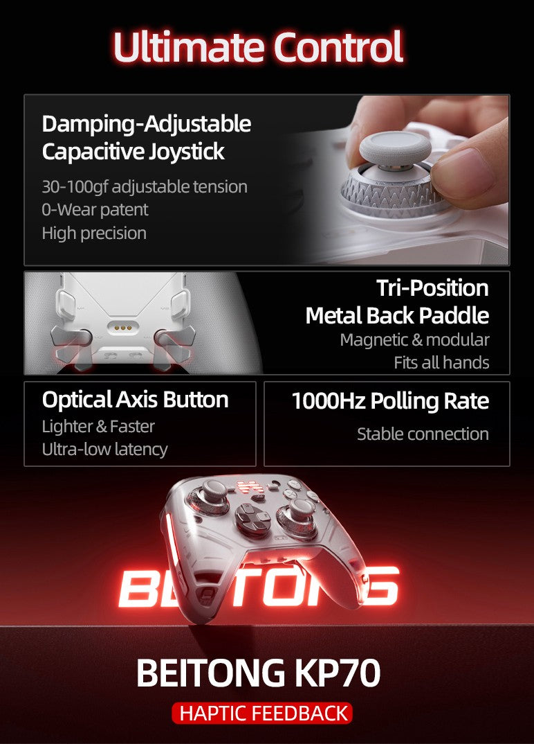 Beitong Kunpeng 70 Elite: AI-Enhanced Wireless Controller with Adaptive Triggers for Switch 2, PC, Mobile & Teams