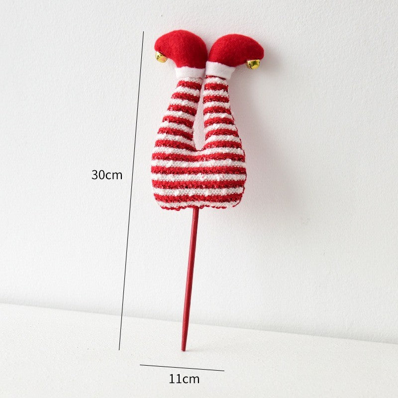 1PC Elf Hat Cuttle Decorated Striped Pants Cuttle Christmas Tree Christmas Elf Stick Christmas Gift Holiday Atmosphere Dress Up
