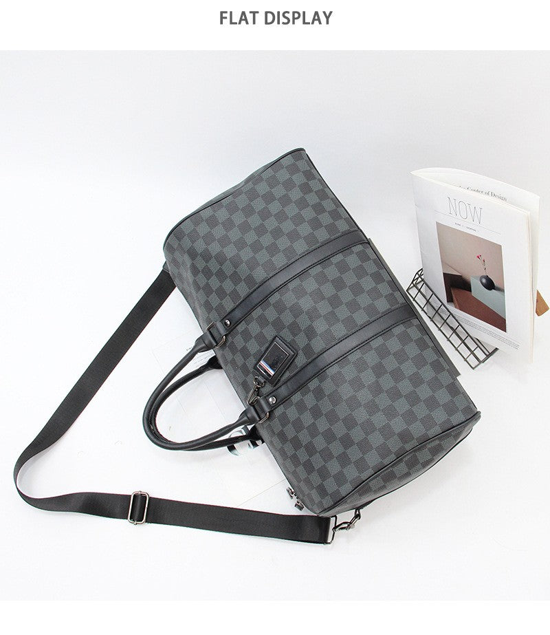 Para homem multifuncional resistente ao desgaste à prova d'água viagem grande capacidade negócios moda xadrez bagagem de mão bolsa de ombro