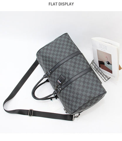 Para homem multifuncional resistente ao desgaste à prova d'água viagem grande capacidade negócios moda xadrez bagagem de mão bolsa de ombro