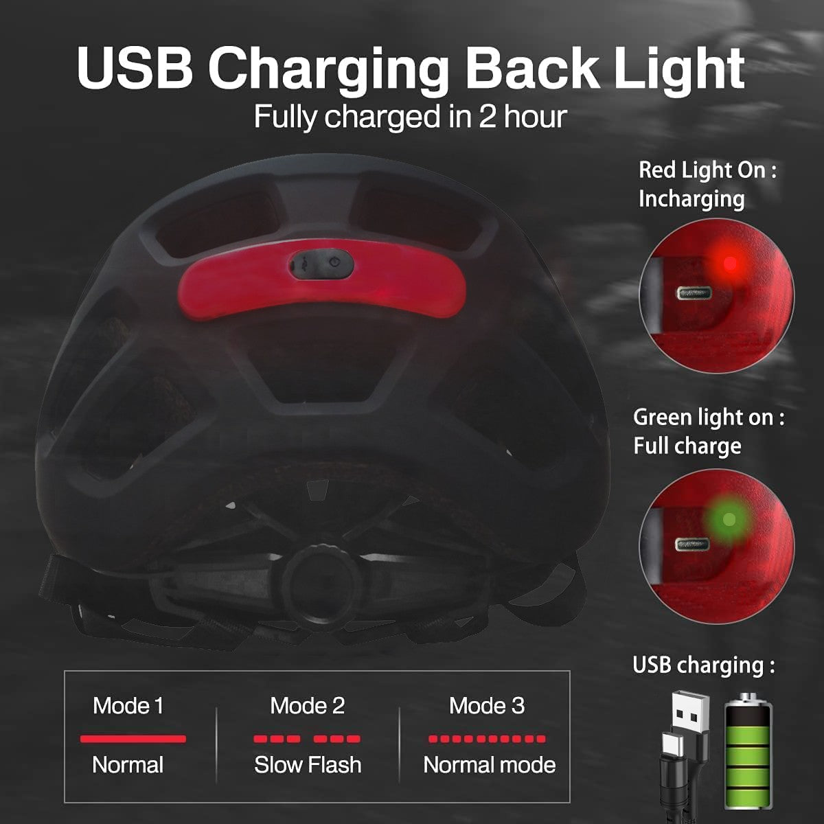 PJT Adult Bike Helmet With Rechargeable LED Rear Light Dual Mode Goggle Cycling Helmet MTB Lightweight Breathable Bicycle Helmet