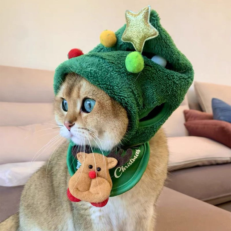 Natal Cão Gato Roupas de Estimação Chapéu Cachecol Acessórios de Fantasia Adereços de Cosplay Navidad Decoração de Ano Novo Festa de Natal Suprimentos para Animais de Estimação