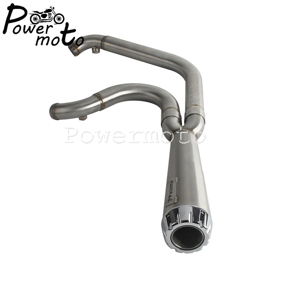 Big Bore Stepped 1 3/4" to 2" head pipe 2-into-1 Exhaust Pipe For Harley Dyna Fat Bob CVO Low Rider Street Bob Super Glide 06-17