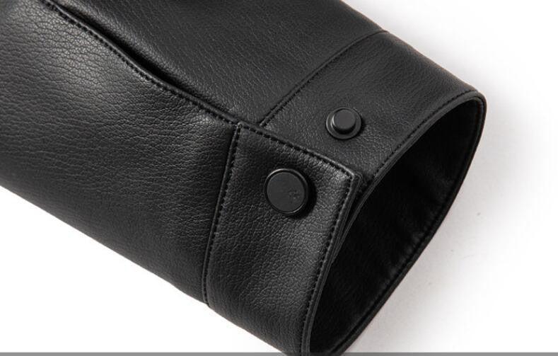 2025 Fall And Winter Models Men's Jacket Lapel Business Casual PU Leather Jacket Thin Thick Black Lake Blue