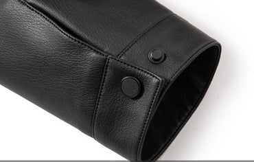 2025 Fall And Winter Models Men's Jacket Lapel Business Casual PU Leather Jacket Thin Thick Black Lake Blue