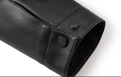 2025 Fall And Winter Models Men's Jacket Lapel Business Casual PU Leather Jacket Thin Thick Black Lake Blue