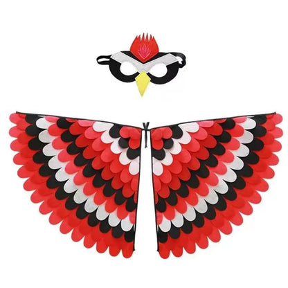 Bird Cosplay Costume Stage Performance Owl Peacock Wings Bird Felt Cape with Mask for Girls Boys Halloween Party Cloak